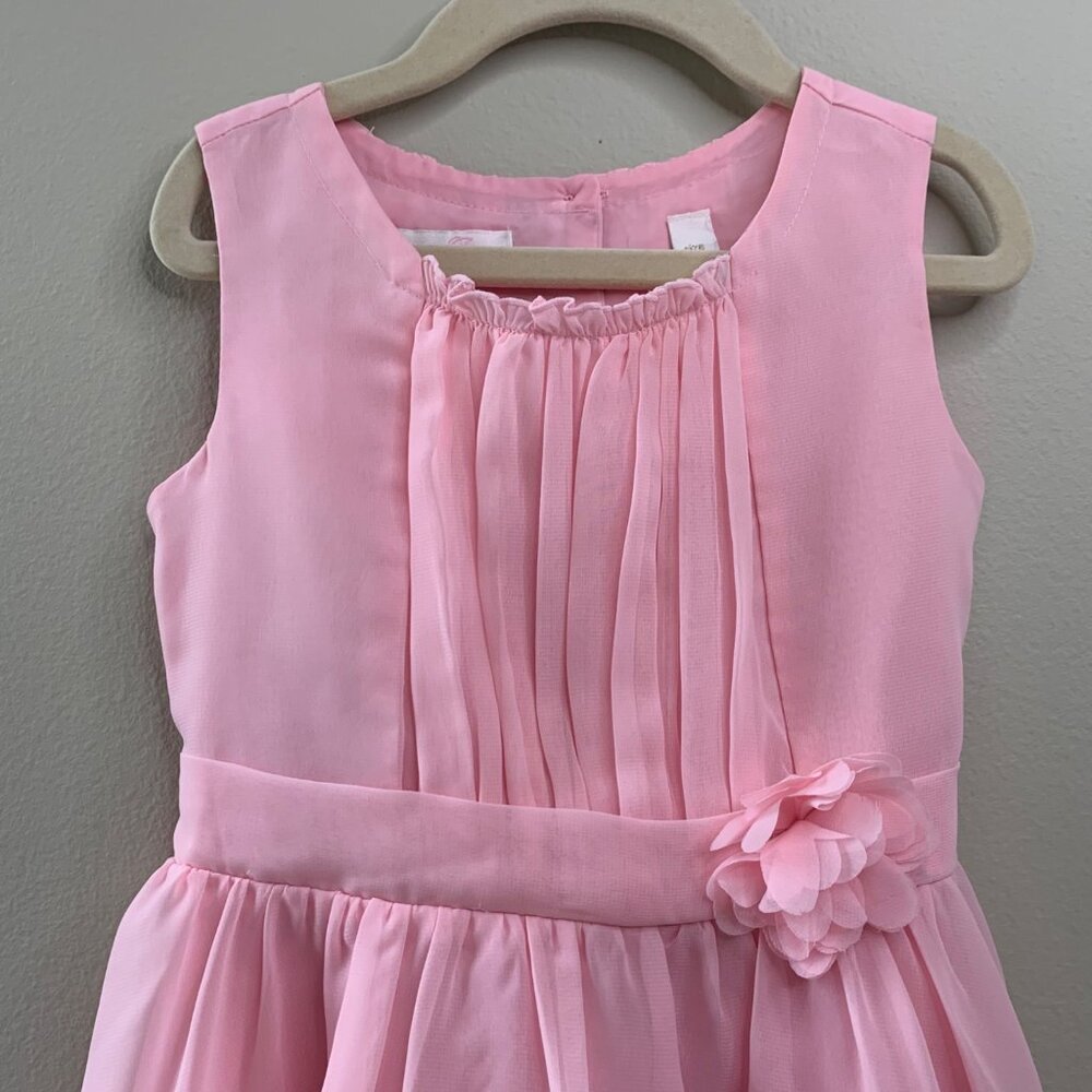 VICTORIA ROSE Pink Chiffon Dress Girls 4 4T Flower Detail Party Dress Fancy Girl - Picture 7 of 8